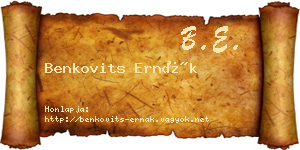 Benkovits Ernák névjegykártya